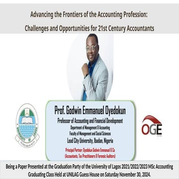 Advancing the Frontiers of the Accounting Profession