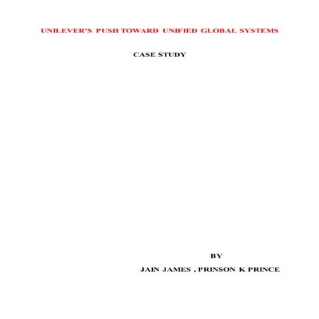 Unilever's push towards unified global system