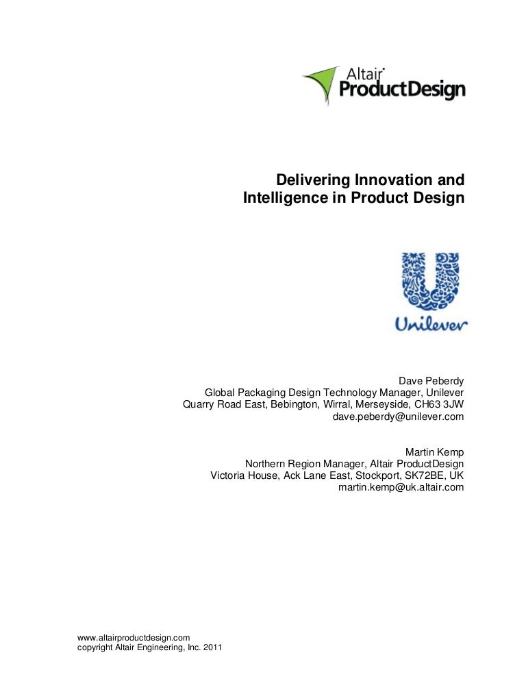Unilever Delivering Innovation & Intelligence in Product Design