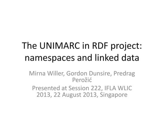 UNIMARC in RDF project