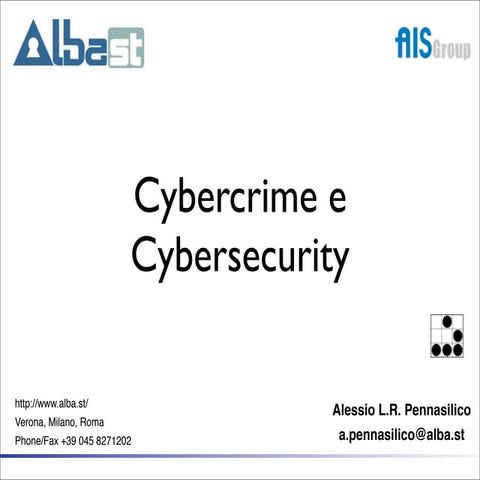 Alessio Pennasilico, Cybercrime e cybersecurity