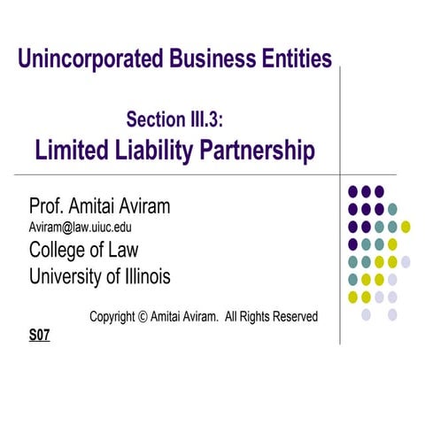 Unincorporated Business Entities Section - Limited Liability Partnership