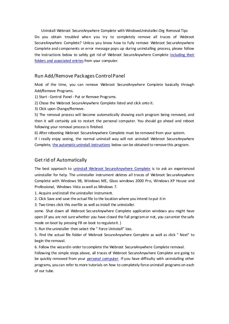uninstall webroot secureanywhere windows 10 uninstall webroot secureanywhere windows 10