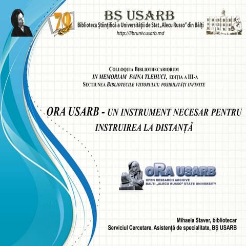 Mihaela STAVER. ORA USARB - un instrument necesar pentru instruirea la distanță