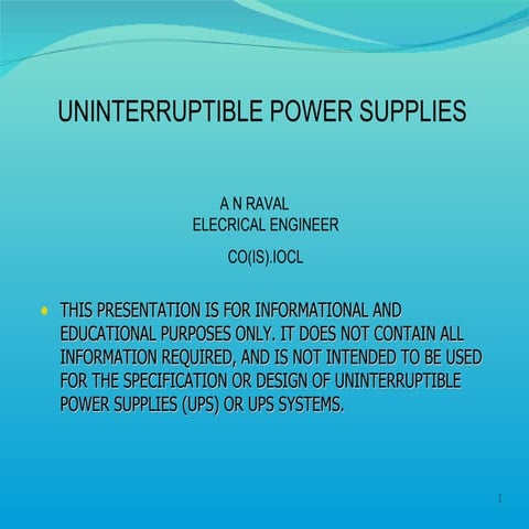 Uninterruptible power supplies ANR
