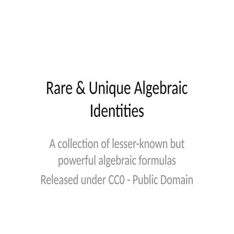 Algebraic Identities With Related Problems | PPTX