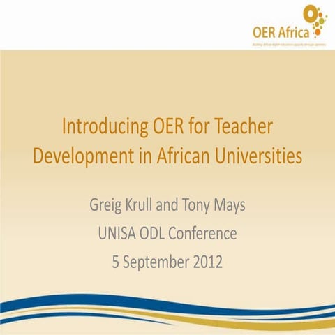 Introducing OER for Teacher Development in African Universities