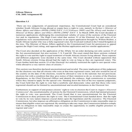 Unisa constitutional law assignment | PDF