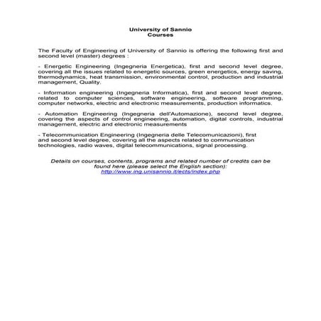 Uni sannio courses