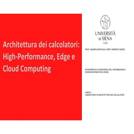 Architettura dei calcolatori: High-Performance, Edge e Cloud Computing ...