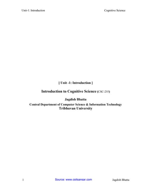 Cognitive science Unit 1