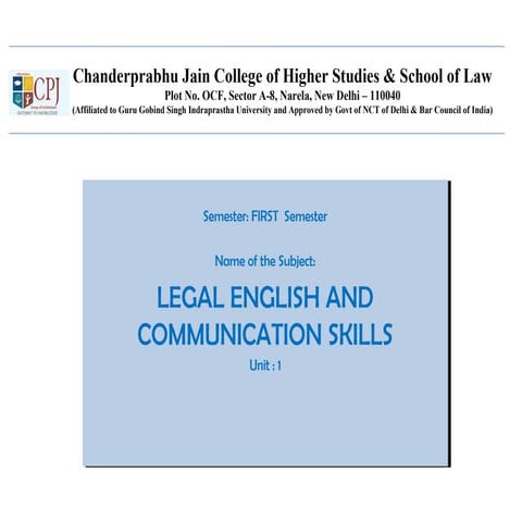 LEGAL ENGLISH AND COMMUNICATION SKILLS