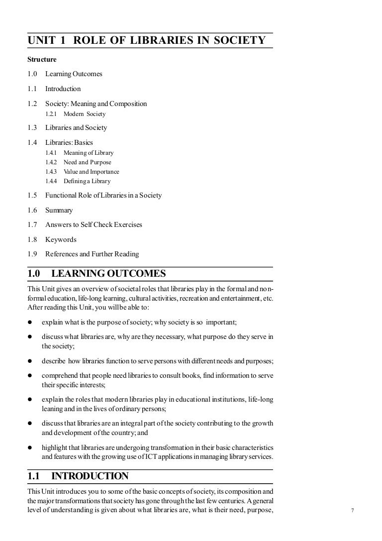 Role Of Libraries In Society