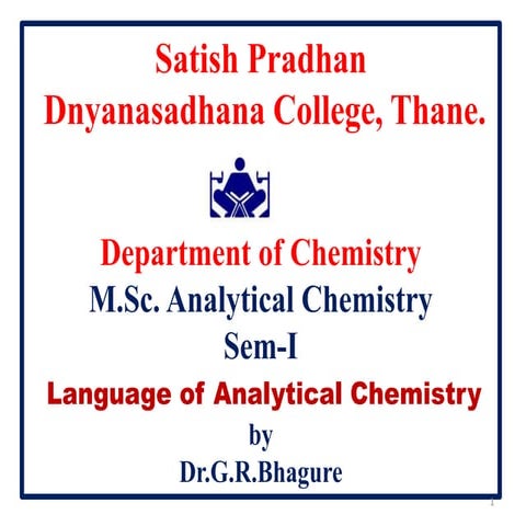 Unit 1.1 language of analytical chemistry
