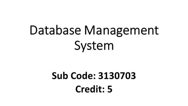 DBMS Unit - 1 Database System Architecture