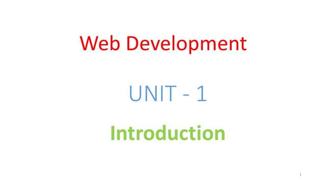 WD - Unit - 1 - Introduction
