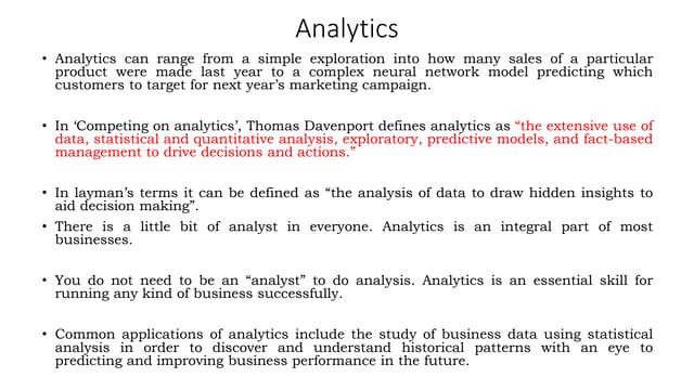 Introductions to Business Analytics 