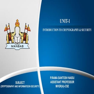 INTRODUCTION TO CRYPTOGRAPHY & SECURITY 