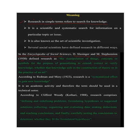 Meaning and objectives of research and its notes