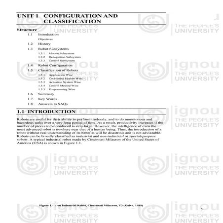 robotics conguration and classification overview