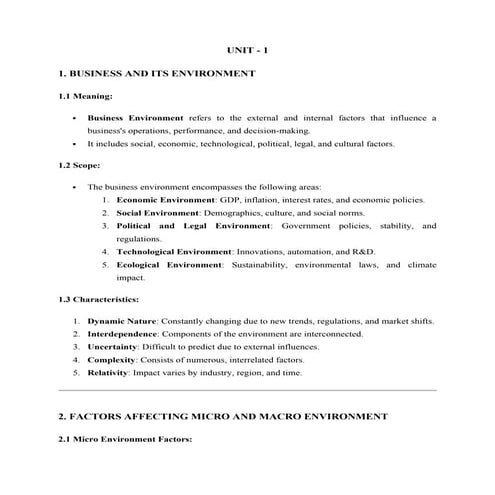 Introduction To Business Environment Chapter 1 Docx