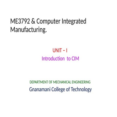 Computer Integrated Manufacturing | PPTX