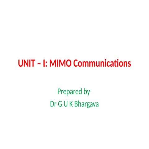 Mimo in Wireless Communication | PPTX