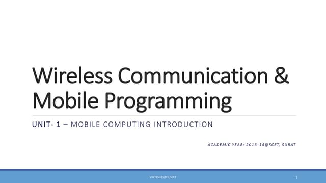 Unit 1 - mobile computing introduction