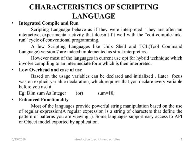 Unit 1-uses for scripting languages,web scripting | PPTX