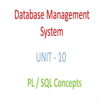 DBMS Unit - 10 - PL/SQL Concepts | PPT