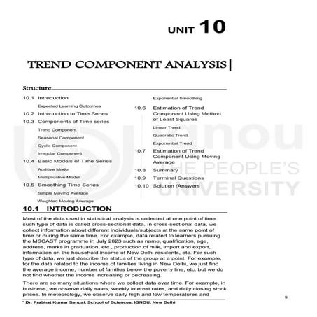 Trend,Component and Analysis of time series