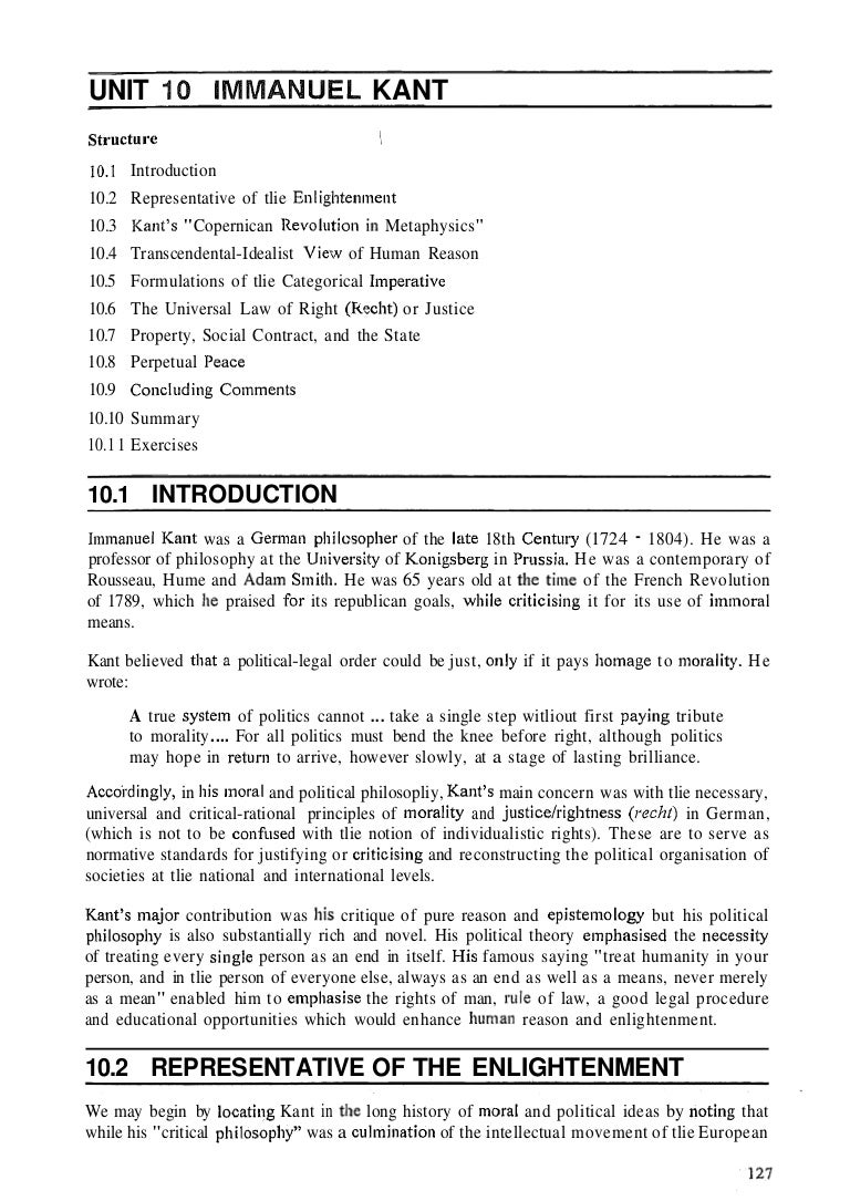 Unit 10 Immanuel Kant