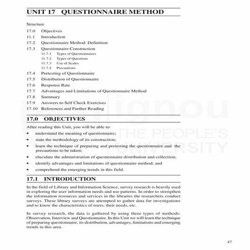 Questionnaire Method | PDF
