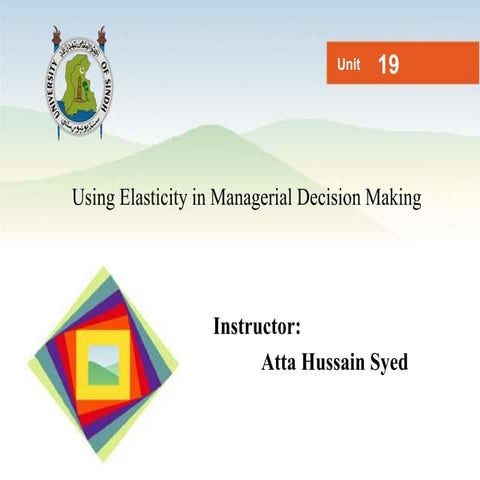 Lec 19 Input of Elasticity in Decision Making