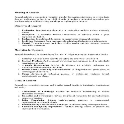 Meaning and objectives of Research and notes