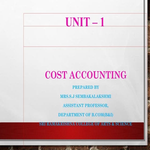 COST ACCOUNTING - INTRODUCTION THEORY PART
