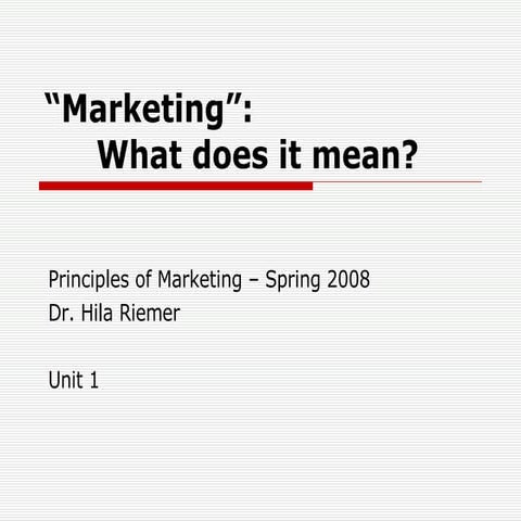 Unit 1 Defining Marketing And The Marketing Process To Post