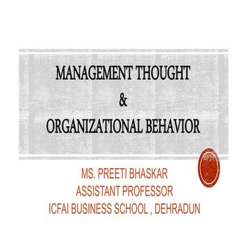 management thoughts & organizational behaviour