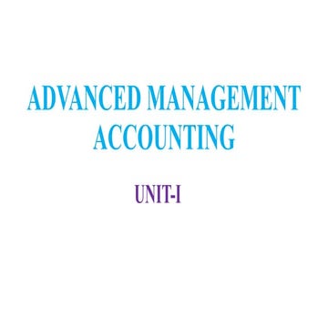 ADVANCED MANAGEMENT ACCOUNTING Marginal Cost