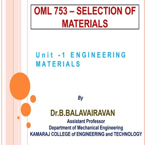 Selection of Materials  Engineering Materials.pptx