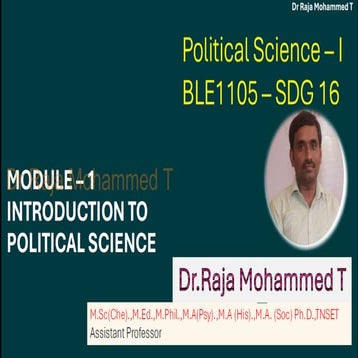 Unit - 1 Understanding Political Science As A Discipline Scope and Impotance ...