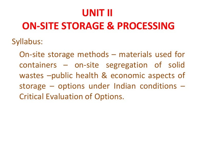 on site storage techniques