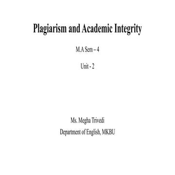 Plagiarism and Academic Integrity 