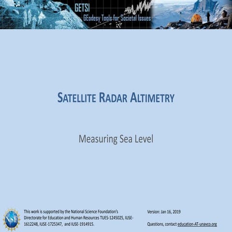Overview of Satellite Radar Altimetry