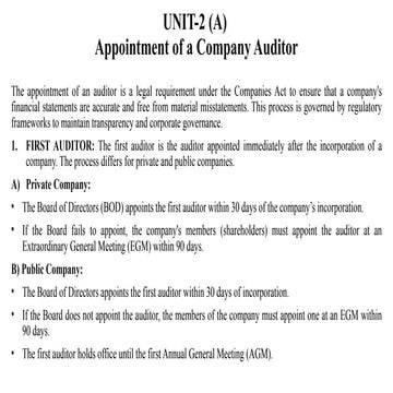 PPt on  the topic Appointment of company auditor