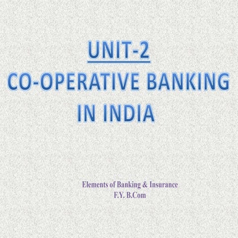 Unit 2 co-operative banking in india