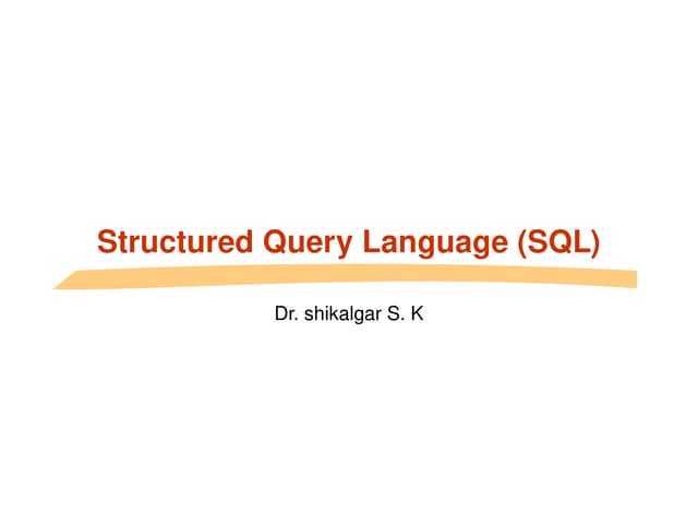 Introduction to  SQL- Database management System