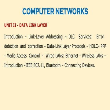 Data Link Layer (DLL) is the second layer in the OSI model. It provides error...