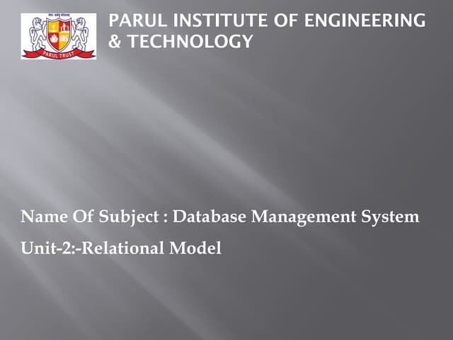 UNIT-2 Relational Model.pptx,Description of relational Model