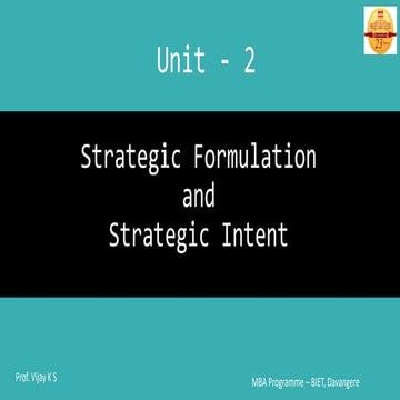 Unit - 2_Strategic Management (18MBA25)_Formulation & Intent